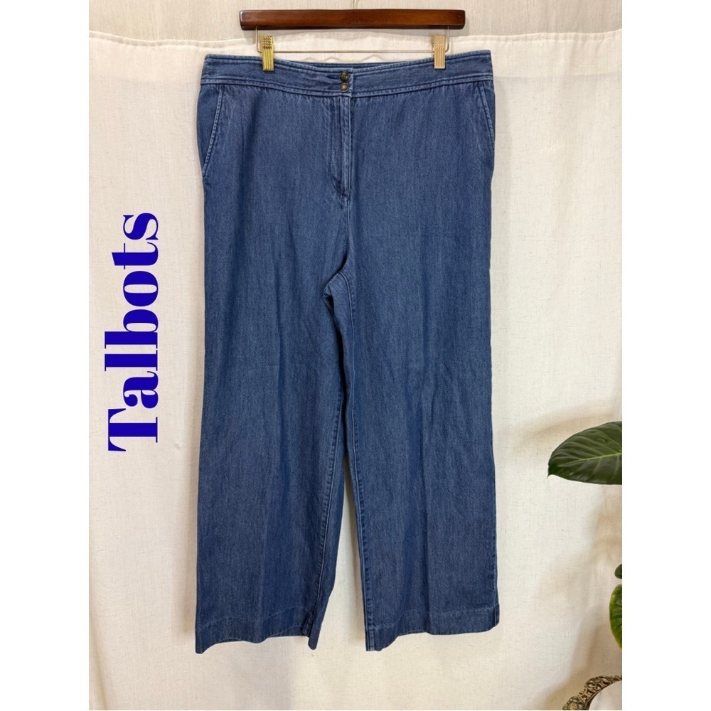 Talbots Wide Leg Denim Pants Size 16 | High Rise Relaxed Fit Blue Jeans